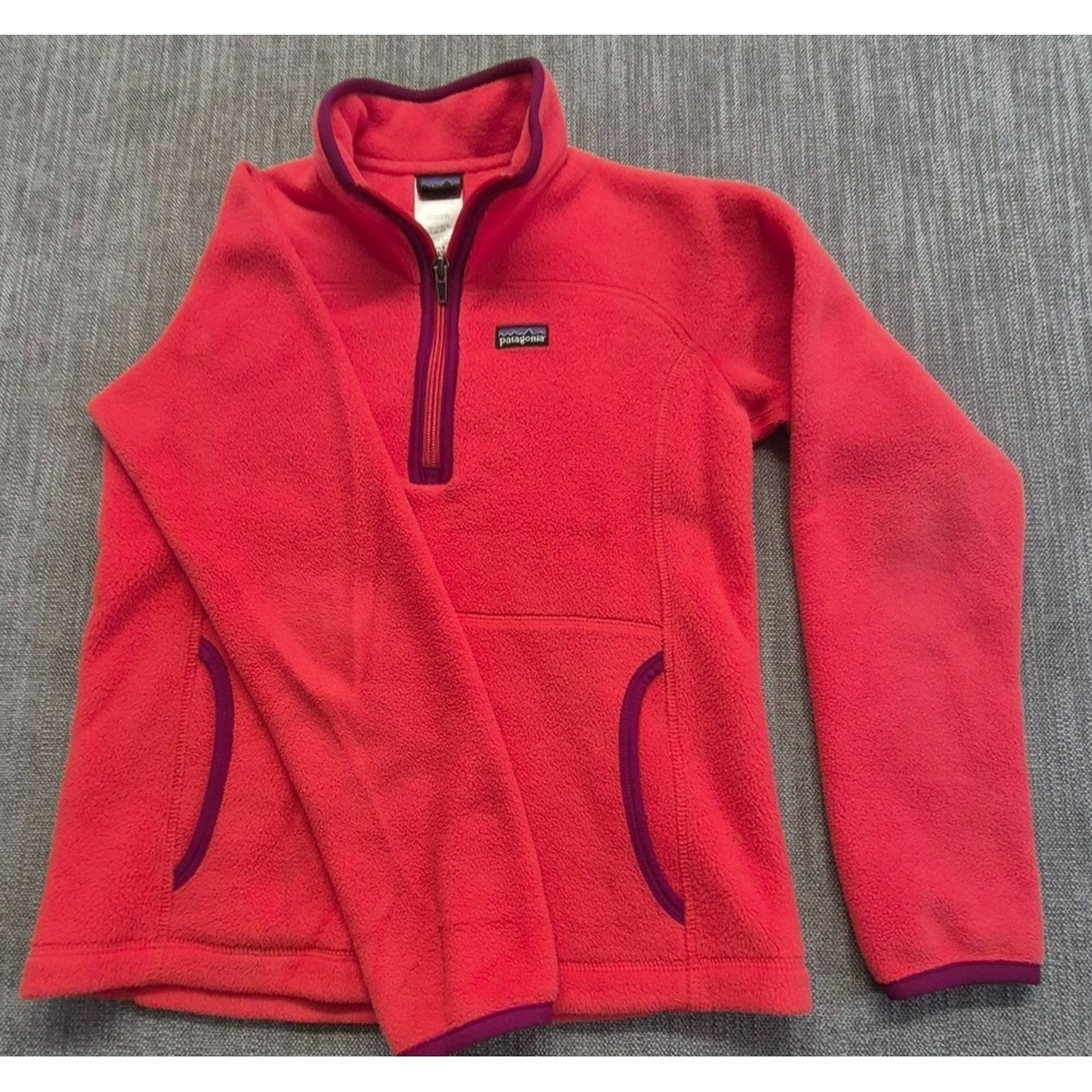Patagonia Better Sweater 1/4 Zip Fleece‎ Pullover Girls LG (12) Pink Purple EUC